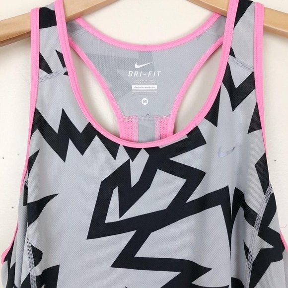 Nike Dri-Fit Pink Grey Patterned Athletic Tank Top - Picture 3 of 8